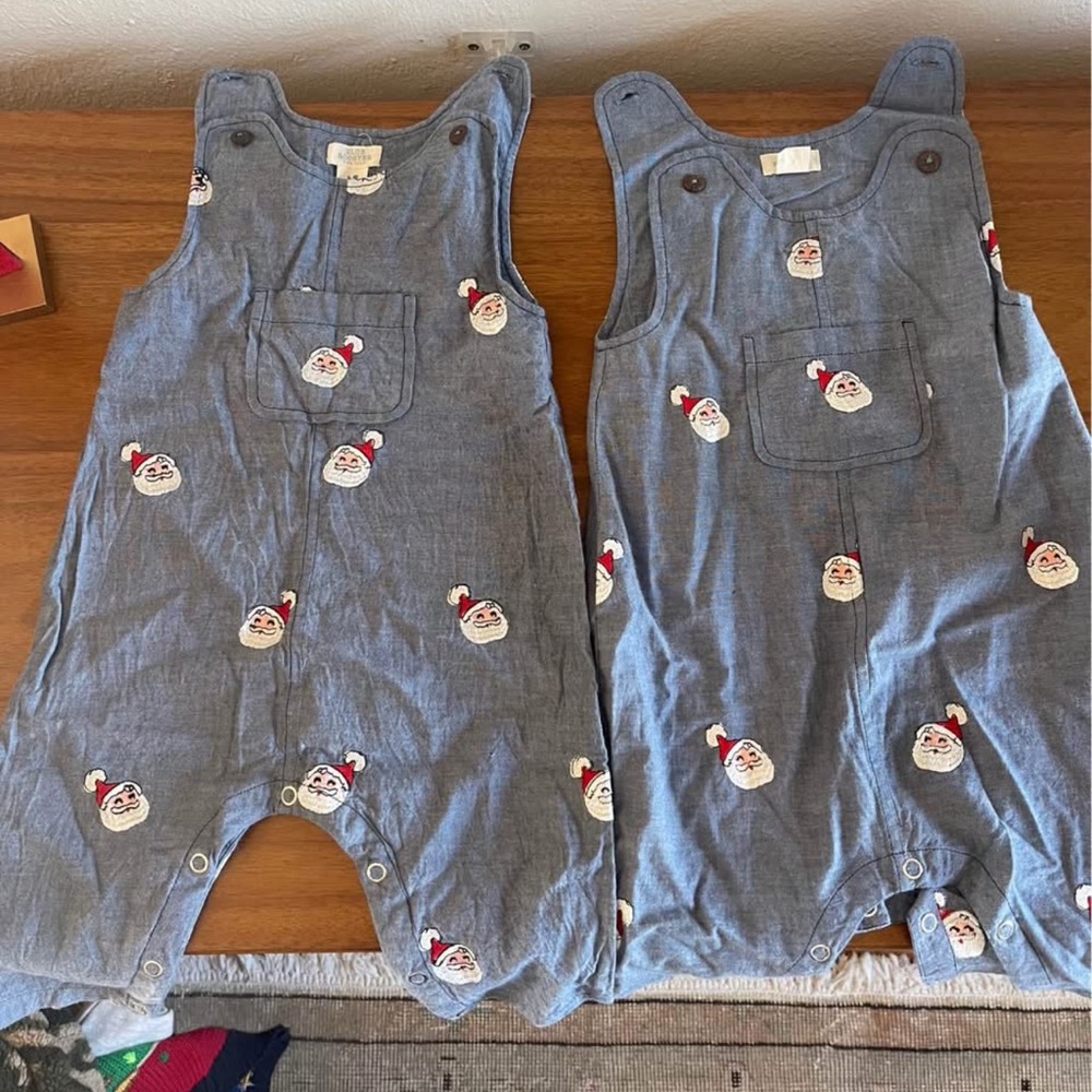 Blue Rooster embroidered Santa Noah romper. Size 12-18 months.